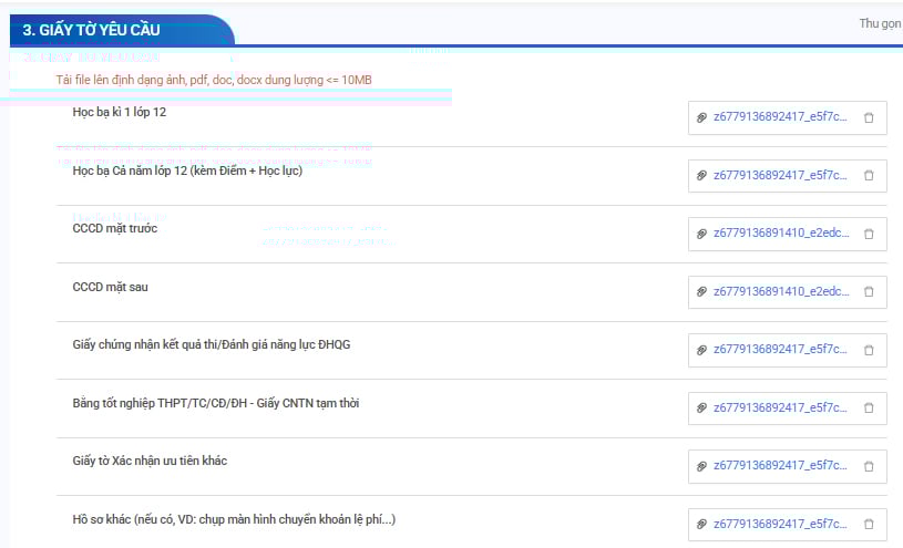 giay to yeu cau