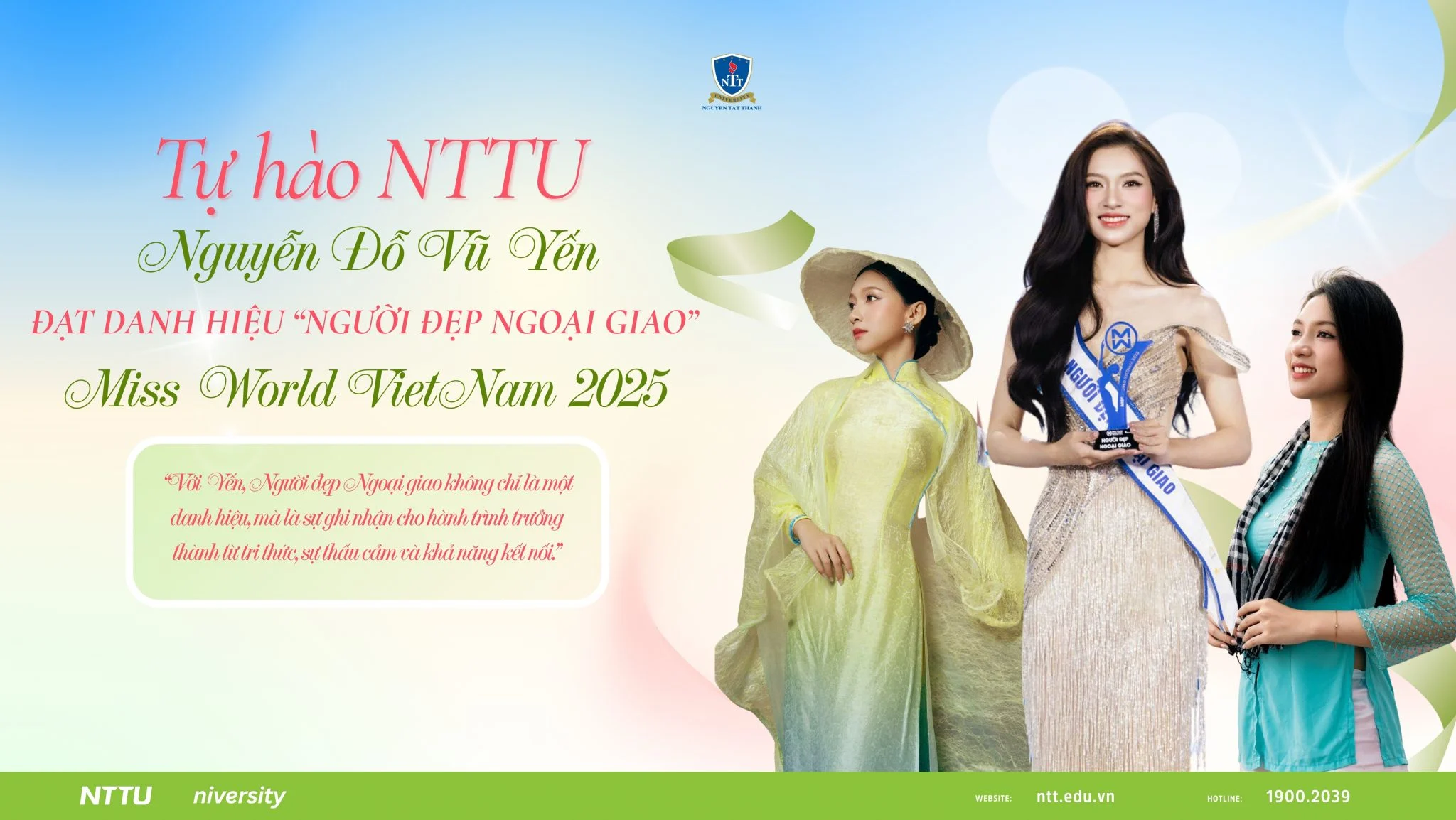Nguyễn Đỗ Vũ Yến: Dấu ấn nữ sinh NTTU tại Miss World VietNam 2025