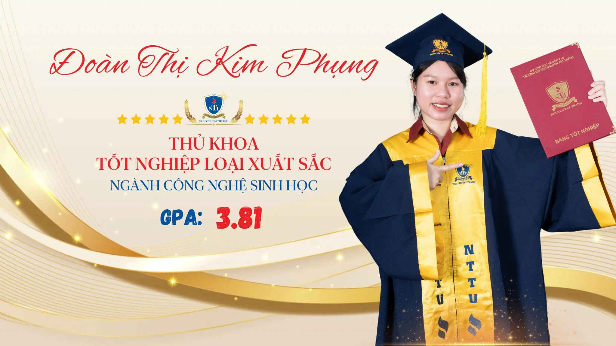 Hành trình vươn lên của nữ thủ khoa Công nghệ Sinh học: Từ vùng quê Bến Tre đến mái Trường ĐH Nguyễn Tất Thành